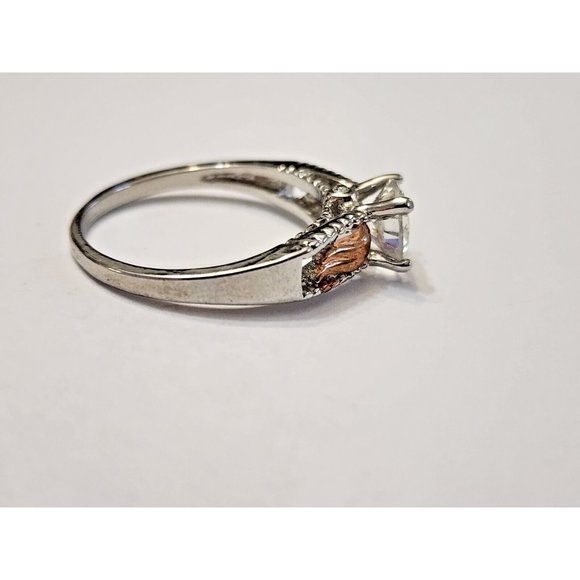 Cubic Zirconia CZ Gold Wings Silver Plated Ring Sz 9 - Picture 3 of 7